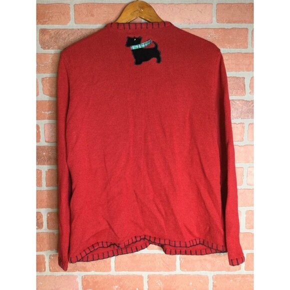 Vintage Sweater Dogs Toto Ugly Christmas Holiday Cardigan Large Petite - Picture 7 of 10